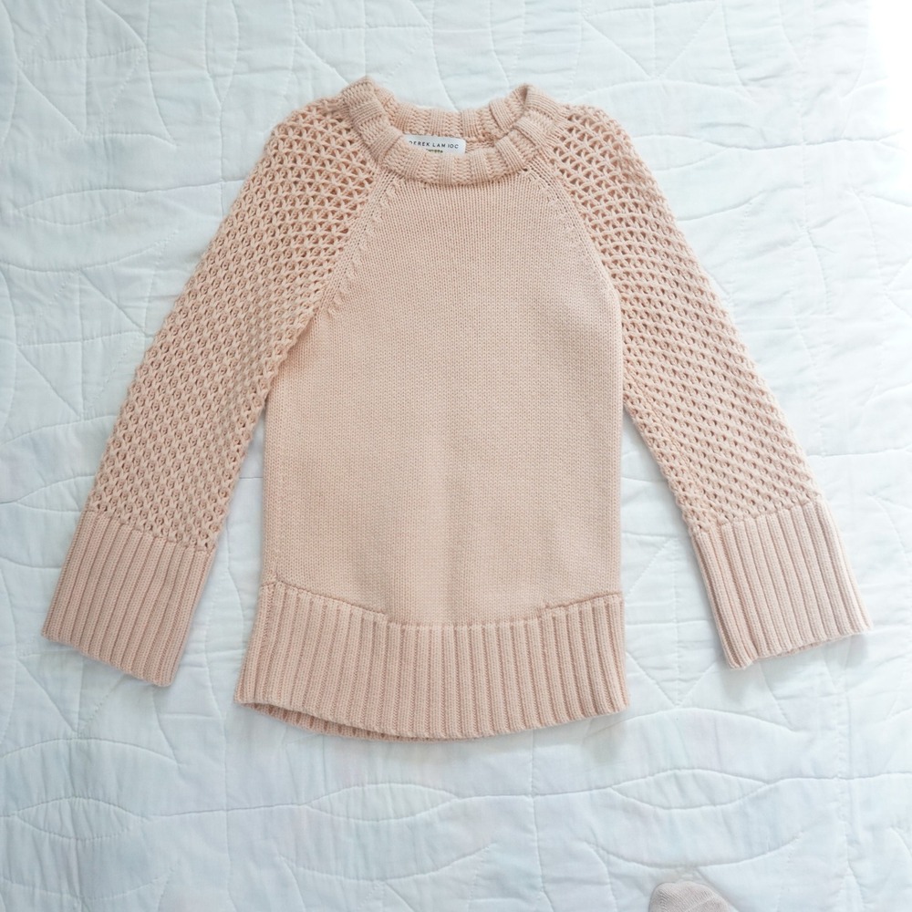 Derek Lam 10 Crosby Athleta Pale Pink Knit Sweater Womens XS Wool Cashmere Blend